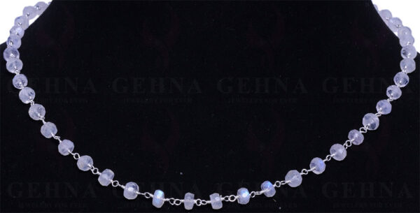 18" White Moonstone Bead Chain In .925 Sterling Silver CS-1021