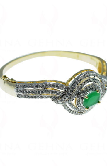 Emerald & Cubic Zirconia Studded Beautiful Bracelet FB-1021