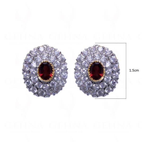 Simulated Diamond & Tourmaline Studded Earrings FE-1021