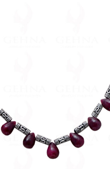 Ruby Drops & Emerald Gemstone Bead Necklace NP-1021