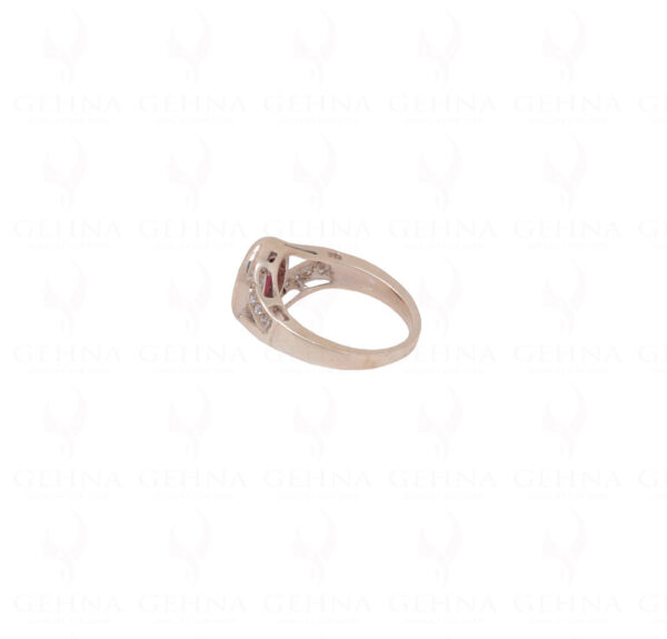 Red Garnet & Topaz Gemstone Studded 925 Sterling Silver Ring SR-1021
