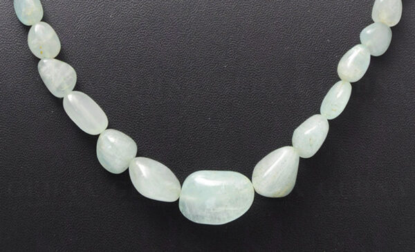 Aquamarine Gemstone Uneven Shaped Tumble String Necklace NS-1021