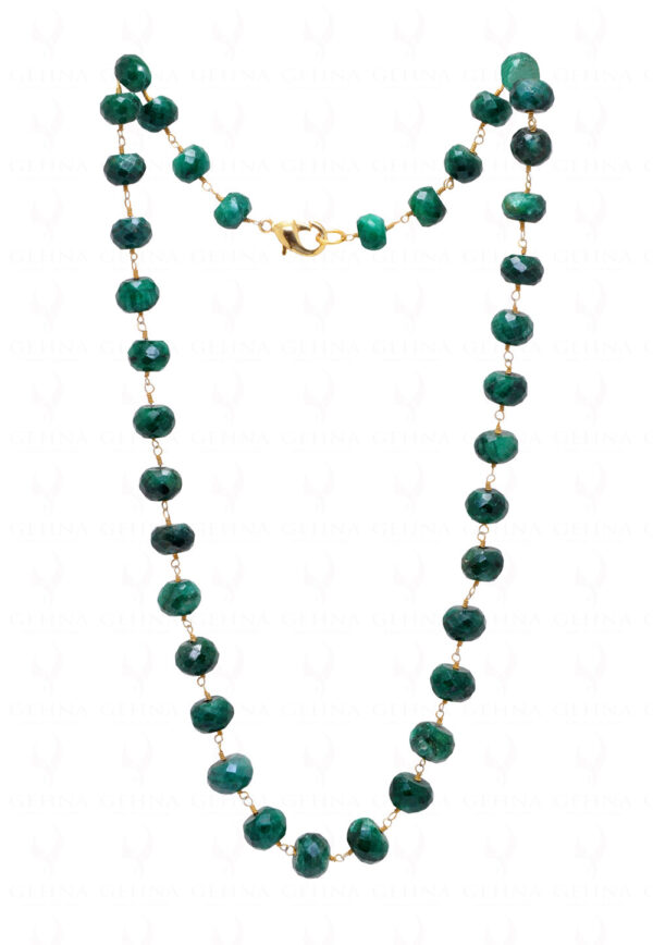 Emerald Faceted Bead Chain Linked In .925 Silver - Yellow Polish CP-1021