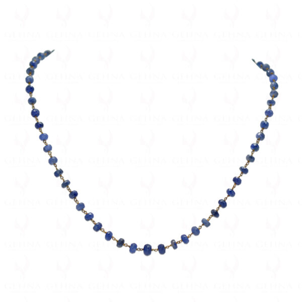 Burmish Blue Sapphire Bead Chain Linked In .925 Silver Yellow Polish CP-1022