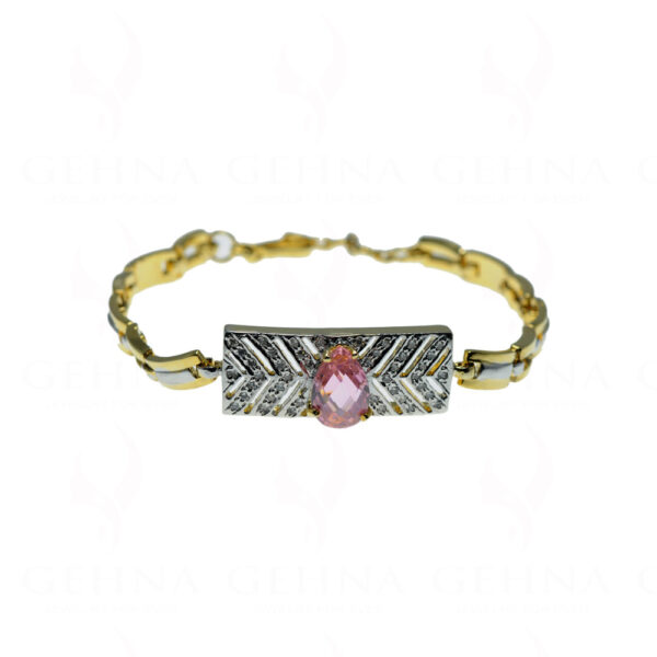 Pink Tourmaline Pear & Cubic Zirconia Studded Bracelet FB-1022