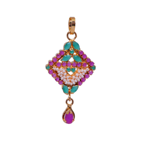 Exclusive Ruby, Pearl & Emerald Studded Pendant & Earring Set FP-1022