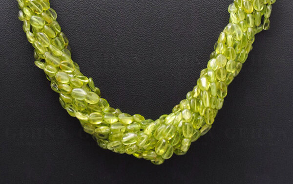 10 Rows of Natural Peridot Gemstone Oval Shaped Bead Twisted Necklace NS-1022