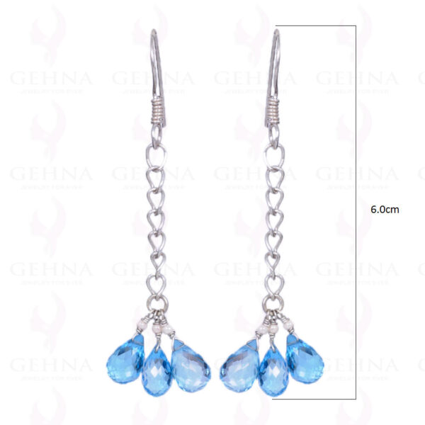 Swiss Blue Topaz Gemstone Drops Earrings Made In .925 Sterling Silver ES-1022