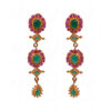Ruby & Green Jade Color Stone Studded Antique Style Necklace & Earrings FN-1022