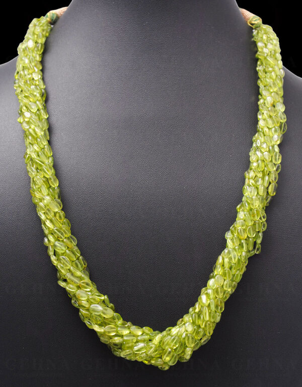 10 Rows of Natural Peridot Gemstone Oval Shaped Bead Twisted Necklace NS-1022