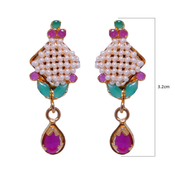 Exclusive Ruby, Pearl & Emerald Studded Pendant & Earring Set FP-1022