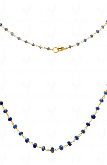 Blue Sapphire Bead Chain & Earrings Linked In .925 Silver – Yellow Polish CP-1023