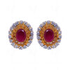 Simulated Diamond & Ruby Studded Festive Earrings FE-1023