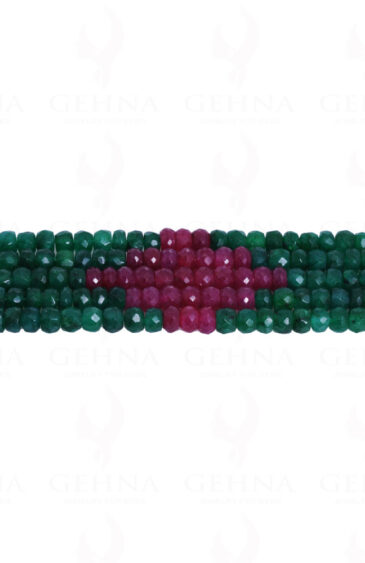 5 Rows Of Ruby & Emerald Gemstone Round Faceted Bead Bracelet BS-1023