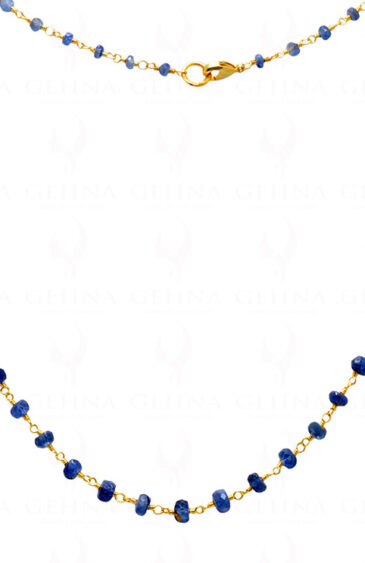 Blue Sapphire Bead Chain & Earrings Linked In .925 Silver – Yellow Polish CP-1023