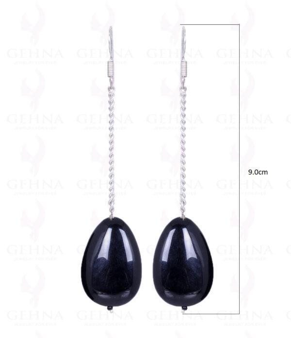 Black Spinel Gemstone Cabochon Earrings Made In .925 Solid Silver ES-1023