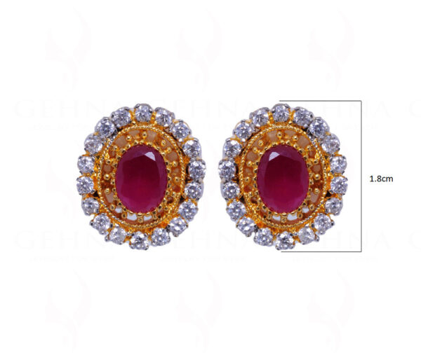 Simulated Diamond & Ruby Studded Festive Earrings FE-1023