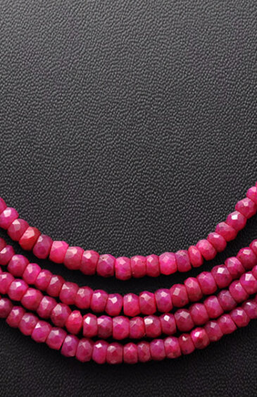 4 Row Necklace Of Natural Ruby Gemstone Round Faceted Bead NP-1023