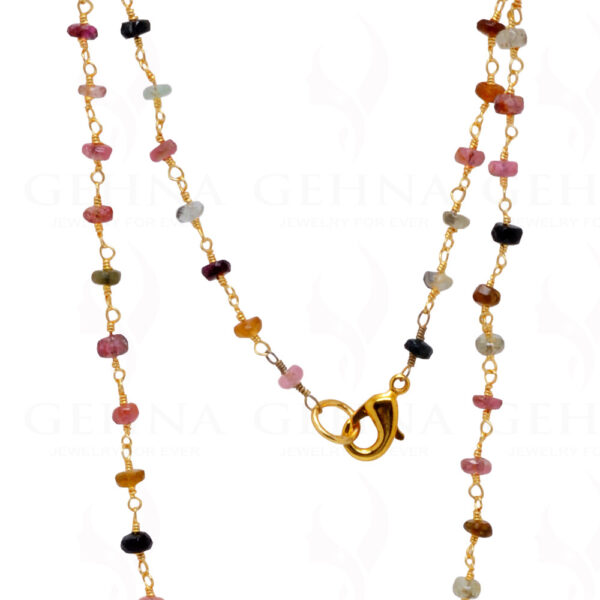 Multi Tourmaline Gemstone Bead Chain In .925 Sterling Silver CS-1023