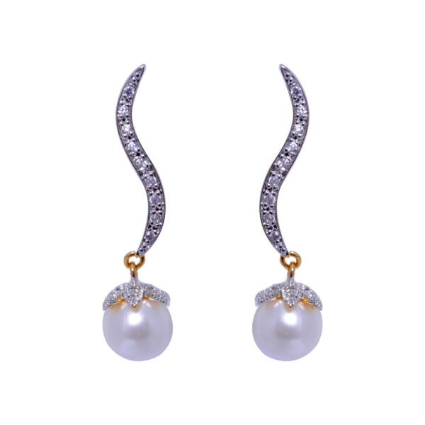 Cubic Zirconia & Pearl Studded Pendant & Earring Set FP-1023