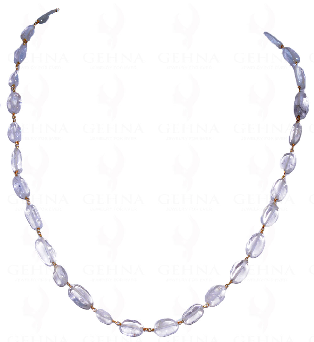 18" Rock-Crystal Oval Bead Chain In .925 Sterling Silver CS-1024