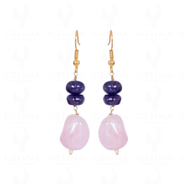 Amethyst & Rose Quartz Gemstone Earrings Made In .925 Solid Silver ES-1024