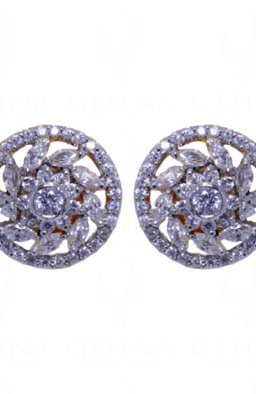 Simulated Diamond Studded Globe Shape Earrings FE-1024