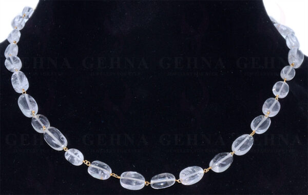 18" Rock-Crystal Oval Bead Chain In .925 Sterling Silver CS-1024