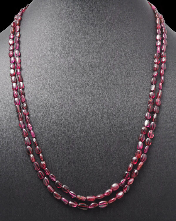2 Rows of Pink Tourmaline Gemstone Oval Shaped Bead Necklace NS-1024