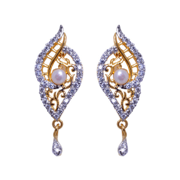 Pearl & Cubic Zirconia Studded Pendant & Earring Set FP-1024
