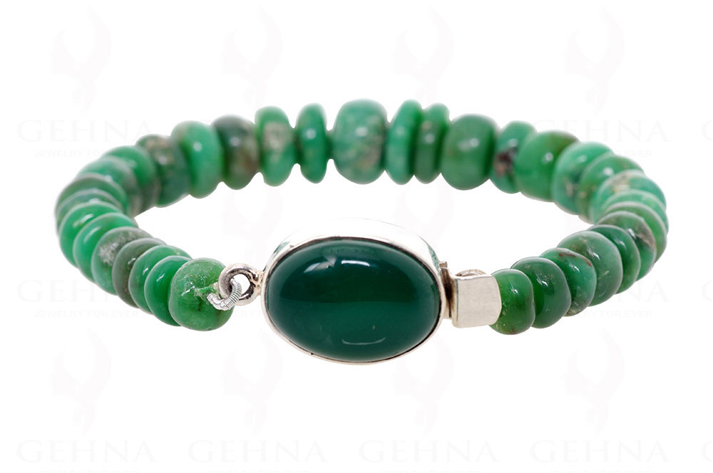 Green Onyx & Chrysoprase Gemstone Plain Bead Bracelet BS-1025