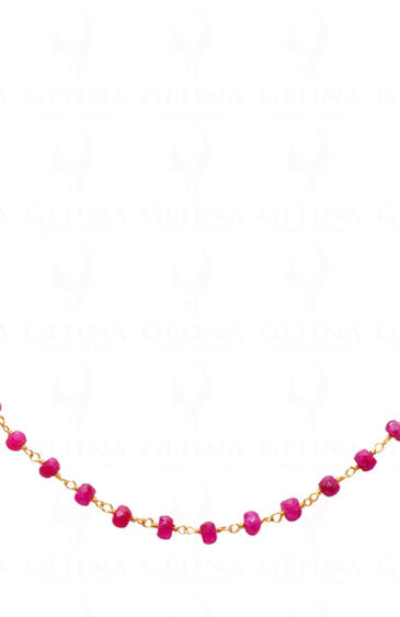 Fine Ruby Gemstone Bead Chain Linked In .925 Silver – Yellow Polish CP-1025