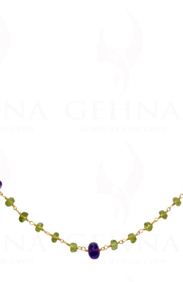 18″ Amethyst Peridot Bead Chain In .925 Sterling Silver CS-1025