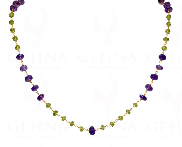 18" Amethyst Peridot Bead Chain In .925 Sterling Silver CS-1025