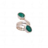 Emerald Gemstone Studded 925 Sterling Silver Snake Shaped Ring SR-1025