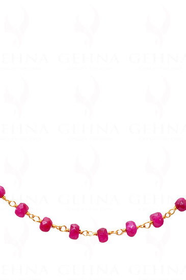 Fine Ruby Gemstone Bead Chain Linked In .925 Silver – Yellow Polish CP-1025