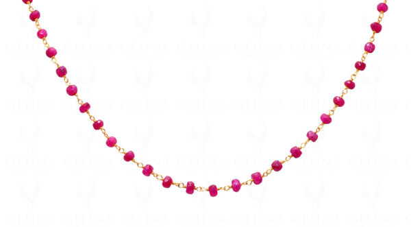 Fine Ruby Gemstone Bead Chain Linked In .925 Silver - Yellow Polish CP-1025