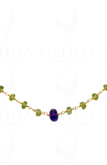 18″ Amethyst Peridot Bead Chain In .925 Sterling Silver CS-1025