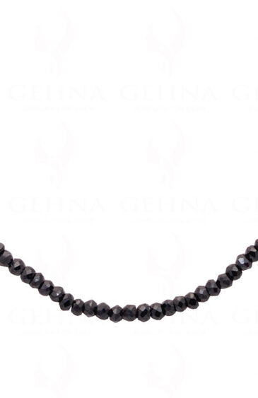 Natural Black Spinel Gemstone Round Faceted Bead Necklace NS-1025
