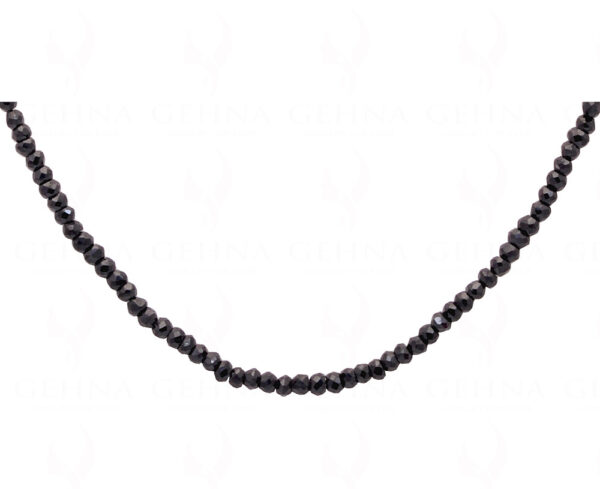 Natural Black Spinel Gemstone Round Faceted Bead Necklace NS-1025