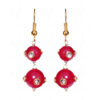 White Sapphire Studded Red Garnet Color Beads Necklace & Earrings FN-1025
