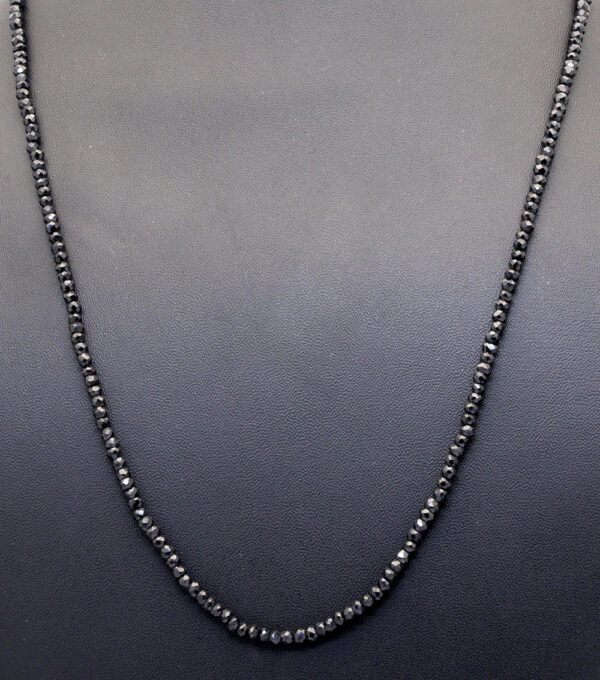 Natural Black Spinel Gemstone Round Faceted Bead Necklace NS-1025