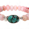 Natural Pink Opal Gemstone Plain Bead Bracelet BS-1026