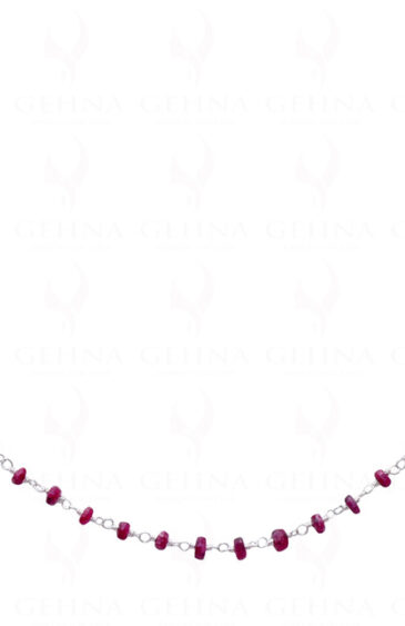 Fine Ruby Gemstone Bead Chain Linked In .925 Silver – White Polish CP-1026