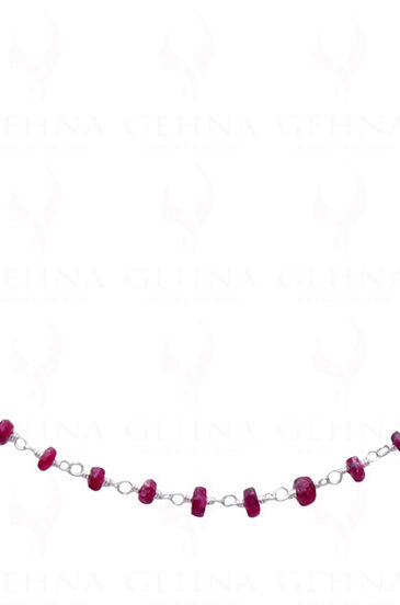 Fine Ruby Gemstone Bead Chain Linked In .925 Silver – White Polish CP-1026