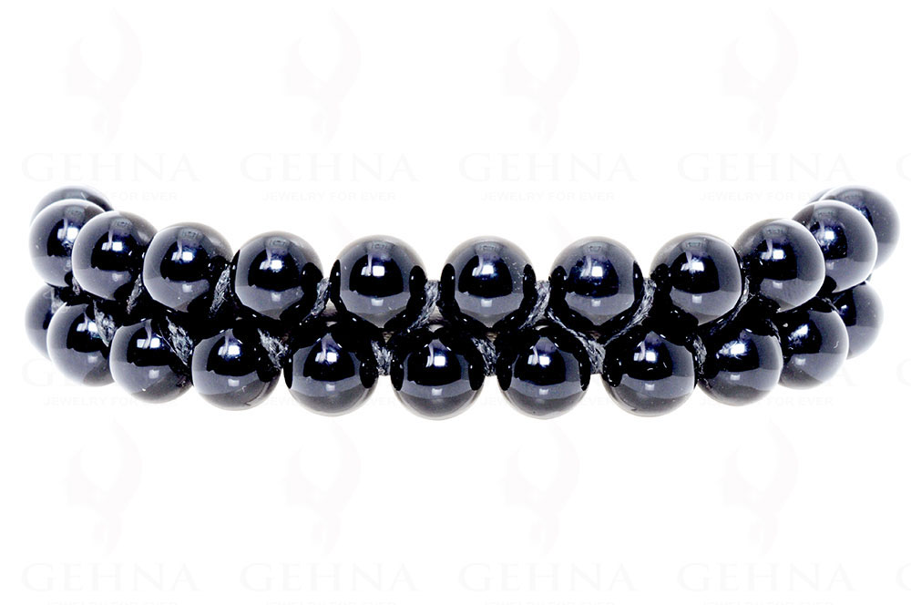 Natural Round Shaped Black Spinel Balls Gemstone Bead Knotted Bracelet BS-1027