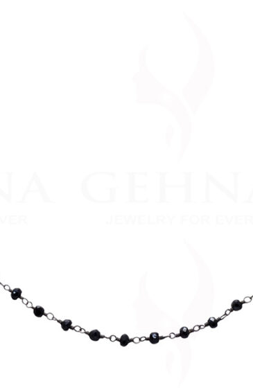 Black Spinel Gemstone Bead Chain In .925 Sterling Silver CS-1027