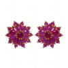 Ruby Studded Gold Plated Flower Shape Earrings FE-1027