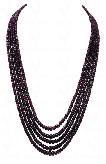 5 Rows of Natural Pink Tourmaline Gemstone Faceted Bead Necklace NS-1027