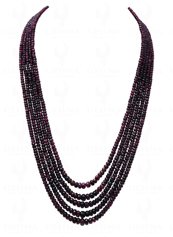 5 Rows of Natural Pink Tourmaline Gemstone Faceted Bead Necklace NS-1027